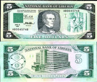 *5 Dolárov Liberia 1989, P19 UNC - Kliknutím na obrázok zatvorte -